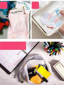 1/3PCS Drawstring Storage Bags | Multi-Color Mesh Toy & Travel Organizer | Transparent Brick Pouch With Carry Handle | Portable Clutter Solution,Toy Organizer Bags - Multicolor - View 6