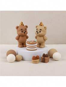 1/3/9 món trang trí bánh hình gấu nâu, hộp quà tặng, trang trí bánh chủ đề gấu bông tự làm cho sinh nhật, đám cưới, tiệc tùng, tiệc mừng em bé, Ngày Valentine. - Nhiều màu - Xem 2