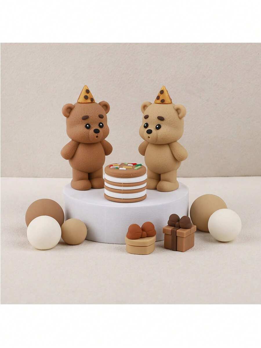 1/3/9 món trang trí bánh hình gấu nâu, hộp quà tặng, trang trí bánh chủ đề gấu bông tự làm cho sinh nhật, đám cưới, tiệc tùng, tiệc mừng em bé, Ngày Valentine.