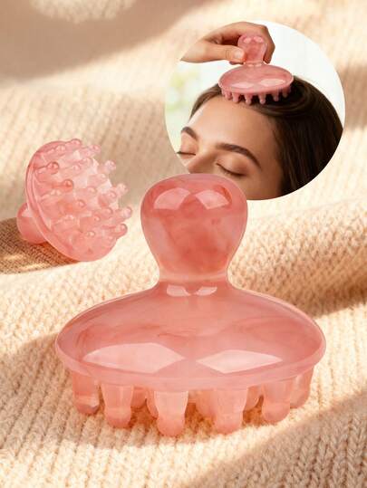 1 件装宽齿梳，头部按摩梳，可爱章鱼造型，树脂材质，圆齿设计，舒适头皮按摩，四种颜色可选。