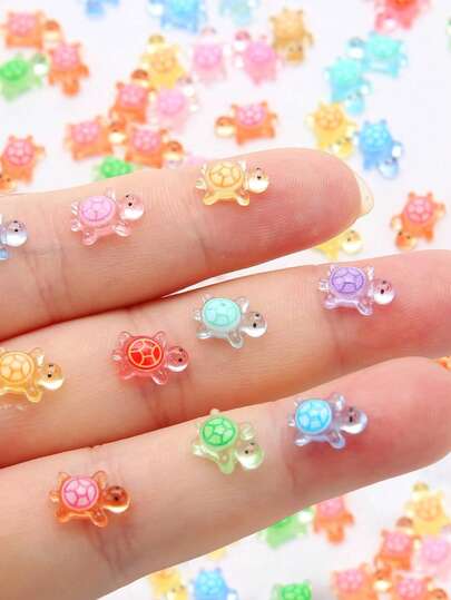 100/200 -Pcs Mini Resin Turtles Glow In The Dark, Tiny Sea Turtle Animals To Hide Small Luminous Figures Miniature Plastic Ocean Animal For Fairy Garden Micro Landscaping Dollhouse Home Decor Crafts(Random Color) ﻿