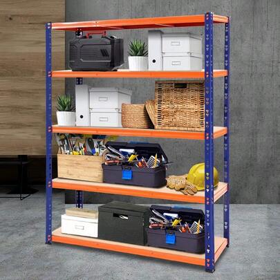 1.8M X 1.2M Garage Shelving Heavy Duty Warehouse Racking System Rack Storage Shelves Industrial Commercial Organize Capacity 5 Steel Metal Adjustable 1000KG Assembly Easy OrangeandBlue