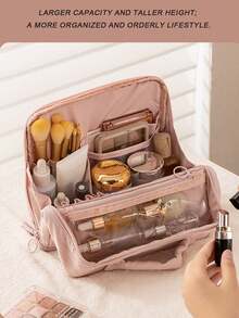 Compartmentalized Vertical Cosmetic Bag - Large Capacity Travel Makeup Organizer, Multi-Functional Compartment Design, Durable Fabric And Mesh Pockets, Portable Desktop Skincare And Makeup Tool Storage Box, Gift For Women, Christmas Gift, Great Gift For Her - Multicolor - View 8