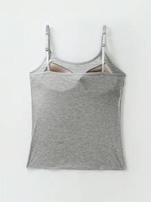 3Pcs Random Color Camisoles For Women With Built In Bra, Simple Elastic Breathable Tank Top, Basic Top Layering Tank Top Padded Bra Undershirt - 3 màu ngẫu nhiên - Xem 8