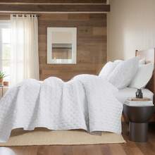 Blue Quilt King Size Bedding Sets With 2 Pillow Shams, Lightweight Soft Bedspread Coverlet, Quilted Blanket Thin Comforter Bed Cover All Season, 3 Pieces, 104x90 Inches, All - Season Bedding - 白色 - 查看 3