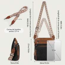 RAINSMORE Bolsa Crossbody Mujer, Bolsas Bandolera de Impermeable Cuero, Bolso Crossbody para Mujer diario, viajes, trabajo - Marrón - Ver 1