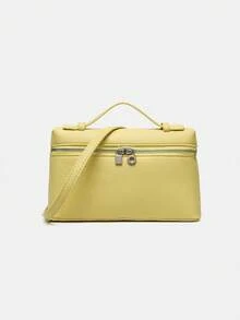 1 szt. kwadratowa torba na ramię damska solidna torebka z wzorem liczi z PU, odpowiednia dla kobiet, do codziennego noszenia i na wyjścia