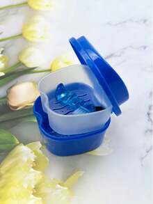 1Pc False Teeth Case Dental Retainer Denture Bath Box Mouth Guard Orthodontic Cleaning Artificial Tooth Holder Oral Hygiene Supplies False Teeth Storage Box With Hanging Net Container - Multicolor - View 6