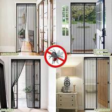 Cortina de Puerta Magnética,con sello magnético de cierre automático súper hermético,con Nylon Tiras de Alenamiento en los Lados,Cinta Sin Taladros, puerta de pantalla magnética malla. (200*80cm)