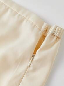 Women Satin Silk Shorts Lace Trim Patchwork Mini Micro Shorts Silky Elastic Waist High Rise Coquette Lounge Slip Bottoms Y2k Summer Wide Leg Lounge Shorts For Streetwear - Màu be - Xem 9