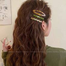 3-Piece Set Of Retro Hair Clips, Side Clips, Bangs Clips, Forehead Clips And Hair Clips - 1#深薄荷3件組 7.5cm+6cm - 查看 4