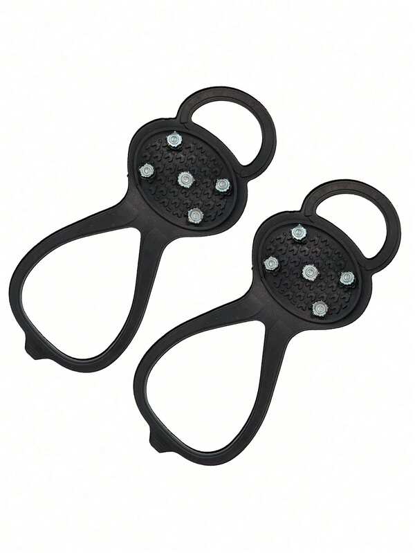 Set de 2 crampones antideslizantes de 5 dientes para calzado, cubrecalzado para nieve ligero, picos para raquetas de nieve para superficies de hielo