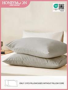2pcs Ultra Soft Solid Color Pillow Covers, Lightweight And Cloud-Like, Envelope Closure, Light Gray, Oeko-Tex Certified - Light Grey - View 8