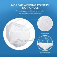 KN95 Face Mask 50 PCS Breathable Protection Masks Individually Wrapped 5-Ply KN95 Black Masks Cup Dust Safety Masks - White - View 4