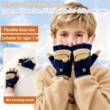 1 Pair Kids Cartoon Ski Gloves,Girls' Knitted Gloves With Cute Pattern, Suitable For Outdoor Activities And Daily Use, Autumn & Winter,Kids Gloves, Warm Thermal Lined Cute Design Finger Gloves For Boys And Girls,Fits Ages 2-5,Thickened Winter Snow Play Kids Gloves,