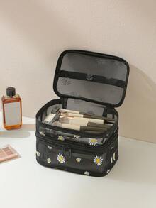 Túi đựng mỹ phẩm 2/3 tầng dung tích lớn, túi lưới đựng mỹ phẩm mới, trong suốt, có thể đựng cọ trang điểm, bông phấn, son môi, v.v., túi đựng mỹ phẩm, túi đựng đồ dùng văn phòng, túi nhỏ, túi đựng đồ trang điểm, vật dụng cần thiết khi đi du lịch. - Nhiều màu - Xem 13