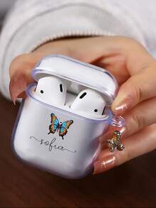 1个可定制文字耳机保护套，TPU软壳个性化耳机保护套，兼容苹果耳机1/2/3/4/Pro/Pro2，时尚、多彩、简约、可爱、可定制、个性化，送给男友的独特礼物 - 無色 - 查看 3