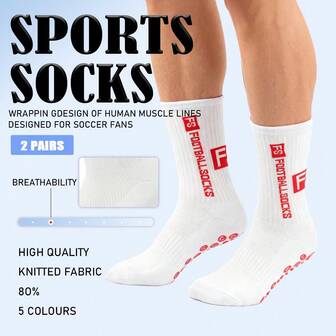 2 Pairs Of Professional Anti Slip Football Socks For Men, Thick Towel Bottom Middle Tube Socks, Wear-Resistant Adhesive Sports Socks, Suitable For Both Men And Women, Suitable For Outdoor Basketball, Football, Olive Sports Football Socks