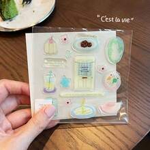 1 Sheet Cat Life Jelly Stickers, Cute 3D DIY Phone Case, Scrapbooking Stickers - Multicolor - View 19
