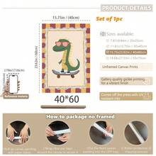 1pc, Canvas Wall Art, Framed Nursery Wall Art Charming Illustrations, Whimsical Children's Wall Decor Featuring Ducks, Dinosaurs And Puppies Adorable Animal Wall Art, Dreamy Nursery Decor Ideal For Children's Rooms, Nurseries, Playrooms, Kindergartens, Boys' Rooms, Girls' Rooms And Play Areas Waterproof. Perfect Party Gift - Multicolor - View 19