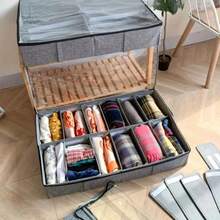 Caja de almacenamiento de zapatos de gran capacidad, plegable y transparente, de tela no tejida, organizador de zapatos debajo de la cama con múltiples compartimentos, cremallera suave, asa resistente, accesorio ahorrador de espacio para el dormitorio (estilo y color aleatorios), dormitorio - Ver 3