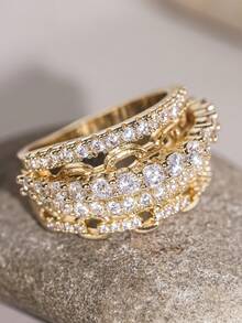 1pc Fashion Cubic Zirconia Ring, Women's Style, Suitable For Wedding, Engagement, Anniversary, Party, Valentine's Day And Other Occasions - 1# - View 4