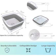TFKI Collapsible Wash Basin For Baby Bottles - 2.4 Gallons Portable Wash Bin For RV Camping Sink Space-Saving Dish Tub Gray - Xám - Xem 2