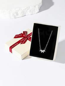 1pc Minimalist Leaf Crown Pendent Necklace For Women, Zirconia Gold Versatile Everyday & Party & Dating Women Necklace, Mom Gift , Girlfriend Gift, BBf Gift With Gift Box