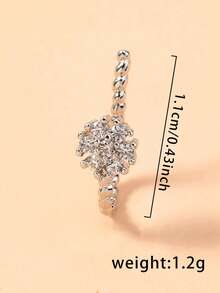 Nooxian 1个镶嵌微雕锆石鼻环，简约假鼻环，女士镶嵌微雕锆石花朵鼻环 - 銀色 - 查看 11