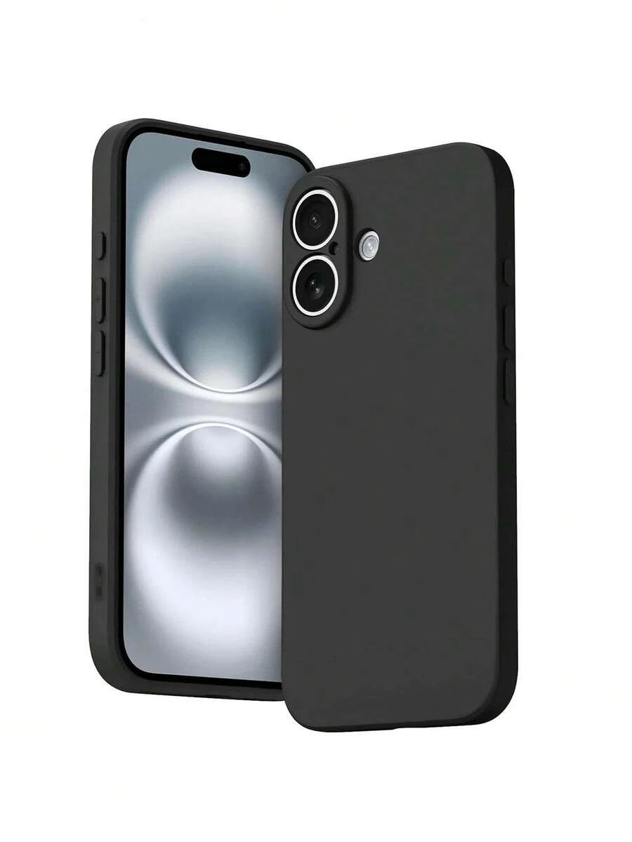 1pc Soft TPU Phone Case Compatible With IPhone 17/17Pro/17ProMax/17Air/16 16 Pro 16 Plus 16 Pro Max /16e / 15ProMax/ 15Plus 14 13 12 11, Shock-Absorbing Bumper Protective Cover - Black - View 1