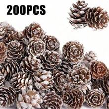 200 pezzi Pigne di Natale naturali mini - Pigne di Natale innevate piccole da 2 cm per decorazioni natalizie - Pigne innevate mini per artigianato fai-da-te, riempimento di vasi, decorazioni autunnali e invernali per albero di Natale