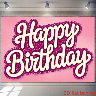 Baner płaski 2D – bardzo duży, różowy, błyszczący materiał na tło na przyjęcie urodzinowe