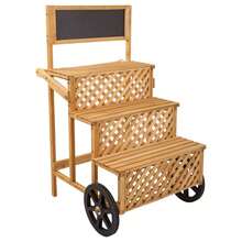 Wanderlust Carrello espositivo in legno marrone con lavagna 70x71x116h - Castano - Visualizzare 1