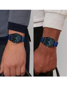 BIDEN 男士手表，时尚中性手表，易读数字夜光表盘，防水，日期显示，医生/护士手表，男女休闲手表+免费表盒 - 藍色 - 查看 3