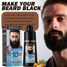 ONILYUA Men's Black Hair Color Dye Shampoo Beard Dye Shampoo For Men, 3In1 For Gray Mustache Hair Roots Touch Up, Long Lasting For 4 Weeks, Gray Reducing For All Hair Types, Gift For Men, 200ml - 黑色 - 查看 6