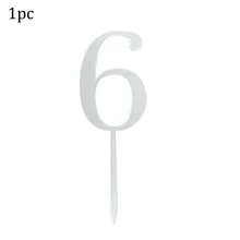1个/10个金色银色简约0-9数字蛋糕装饰插牌，适用于婚礼、儿童生日派对、婴儿派对蛋糕装饰 - 彩色 - 查看 23