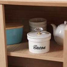 XXCV Bacon Grease Container Keeper With Crystal Lid And Strainer 12.5 Oz Ceramic Frying Oil Storage Can Container For Countertop Farmhouse Kitchen Decor Gold - 金色 - 查看 3
