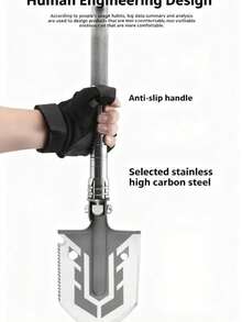 Upgraded Aluminum Alloy Multifunctional Outdoor Survival Shovel Car Emergency Tool Portable And Durable Outdoor Shovel Garden Gardening Tool - Dusty Blue - View 8