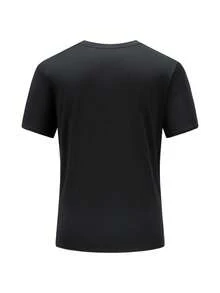 Personalized Custom-Made Men's Sporty T-Shirts. Comfortable And Casual. Add Text And Images (Such As Logo Designs, Couple Photos, Family Portraits, Self-Portraits Or Pet Photos) To Create Your Own Personalized Printed T-Shirt. It's An Excellent Gift For Your Boyfriend. Custom T-Shirts. - Black - View 4