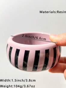 1 chiếc vòng tay nhựa cổ điển, màu đen và hồng, thiết kế nhiều họa tiết ngôi sao và chấm bi, thích hợp để kết hợp hàng ngày, mua sắm, làm quà tặng cho bạn bè, trang sức thời trang - Nhiều màu B - Xem 7