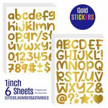1080PCs Glitter Alphabet Number Stickers - Gold & Silver - 0.5/1 Inch - Sparkly Decals For Guka, Balloons, & Spice Jars 6Sheets - Multicolor - View 8