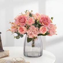 80pcs/Set Artificial Rose Flower Bouquet, Suitable For Birthday Party Decor, Wedding Flower Basket, Bridal Bouquet, Home Decor, Restaurant, Bedroom, Windowsill, Vase Decor, New Year Decor, Outdoor Garden, Back To School, Spring Decor, DIY Wreath Materials, Birthday Party Decor, Home Decor Accessories, Valentine's Day, New Year Gift - Pink - View 9