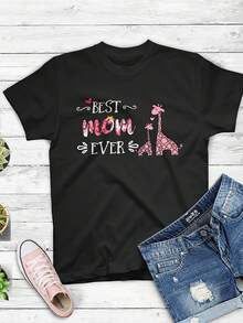 Best. Mom. Ever. Perfect Mothers Day Gift Giraffe T-Shirt,This Fun Printed Casual T-Shirt Is The Perfect Gift For Valentine's Day/Christmas - 款式30 - 查看 1
