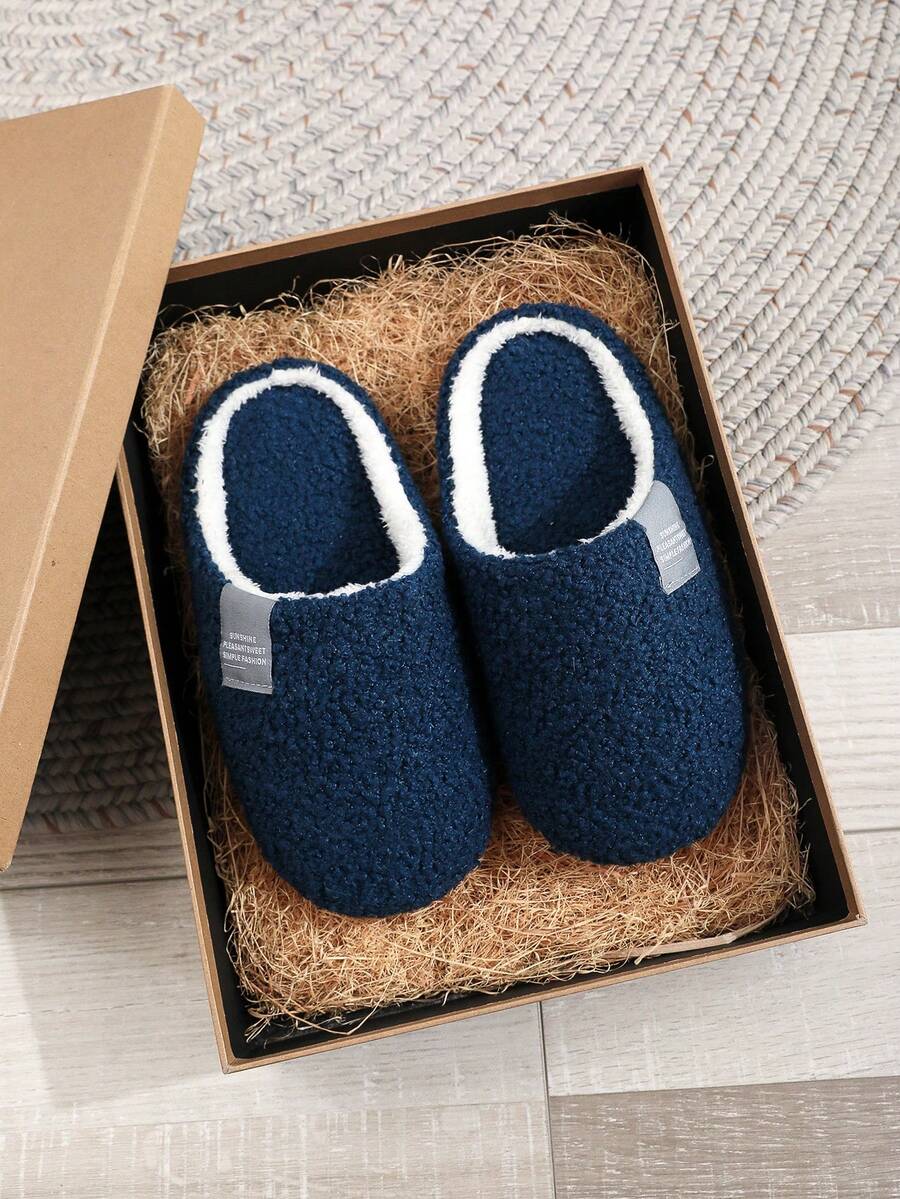 Dép đi trong nhà đế mềm, mỏng, đơn giản, nhẹ, màu trắng/đen, thời trang, mềm mại, ấm áp, thanh lịch cho mùa thu/đông - Màu xanh hải quân - Xem 1