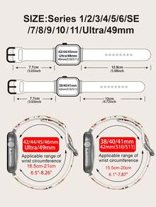 1pc Christmas Print Silicone Watch Band, Compatible With Apple Watch Bands, Size 38mm, 40mm, 41mm, 42mm, 44mm, 45mm, 49mm (S10 42mm, S10 46mm), Fashionable Soft Silicone Sports Watch Strap, Compatible With Series 11 Ultra, SE3 Ultra, S10 Ultra, SE2, S10 ... - Multicolor - View 6