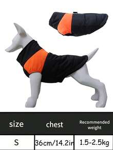 Pet Jacket New Fall And Winter Pet Clothing With A Zipper Vest For Warmth Contrast Color Collar Fashionable Snap Fastening Suitable For Pulling Dogs Dog Jacket Outerwear And Apparel Suitable For All Breeds Ideal For Outdoor Adventures With Your Pet Puppy Essentials Necessities For Walking And Hiking - Orange - View 15