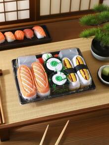 3 Pairs Novelty Sushi Themed Mid-Calf Socks Gift Box, 2026 Spring/Summer New Unisex Sports Socks, Imaginative Food-Inspired Creative Design, Knitted Fabric, Tall & Thick Soft Comfortable, Perfect For Easter/Birthday/Thanksgiving/Halloween/Christmas/Carnival/Valentine's Day/Family Gathering/Party, Quirky Abstract Daily Casual Wear - Multicolor - View 6