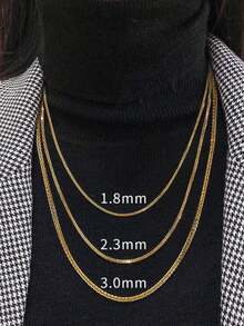 FOREVER QUEEN S925纯银简约单链项链，可叠戴，闪亮锁骨链，日常佩戴 - 金黃色 - 查看 4