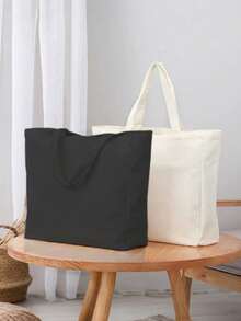 3/1pc Canvas Tote Bag, Annual Party Carry Gift Bag, DIY Design, Minimalist Elegant, Bridesmaid Wedding Gift Bag, Cosmetic Bag, Travel Organizer Bag, Large Capacity Travel Makeup Bag - Multicolor - View 9