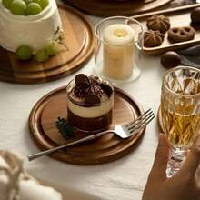 Wooden Round Tray With Grooves, Dinner Plate, Cheese Board, Suitable For Coffee Tables And Home Decoration, Appetizers, Cakes, Snacks, Coffee Tray, Acacia Tray, Country Style, Kitchen Tools, Friend Parties, Birthday Party Table Setting, Easy To Clean, Can Be Given As Housewarming, Thanksgiving, New Year Gifts